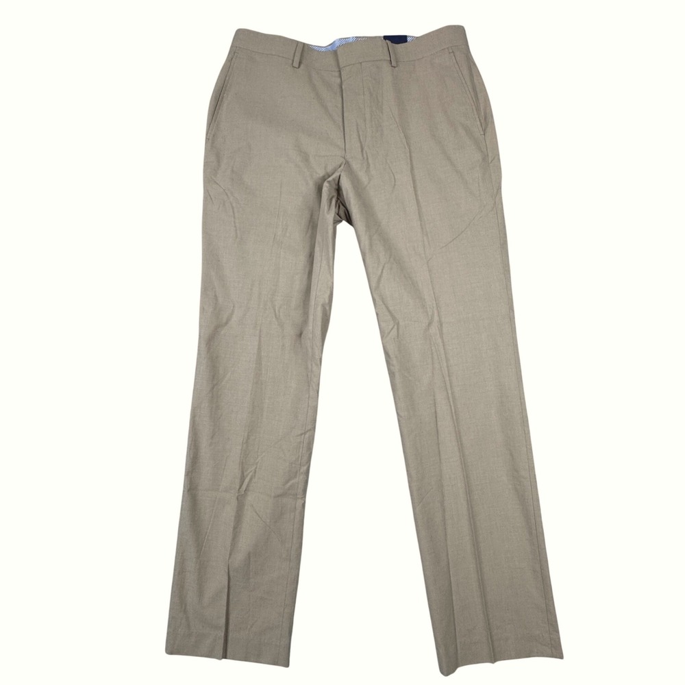 NWT Crown & Ivy Mens Motion Flex Dress Pants Tan Tag Size 36x32 BK5-SP25H3